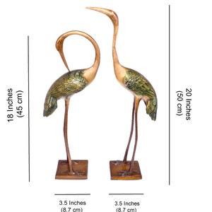 Love Cranes Pair Brass Flamingo Showpiece Pair, Garden Decorative Showpieces, Brass Decor Showpieces, Home Decor Showpieces image 3