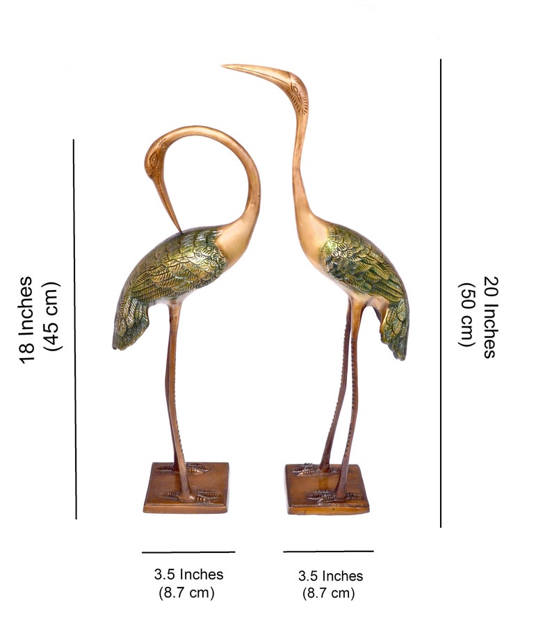Love Cranes Pair Brass Flamingo Showpiece Pair, Garden Decorative Showpieces, Brass Decor Showpieces, Home Decor Showpieces image 3