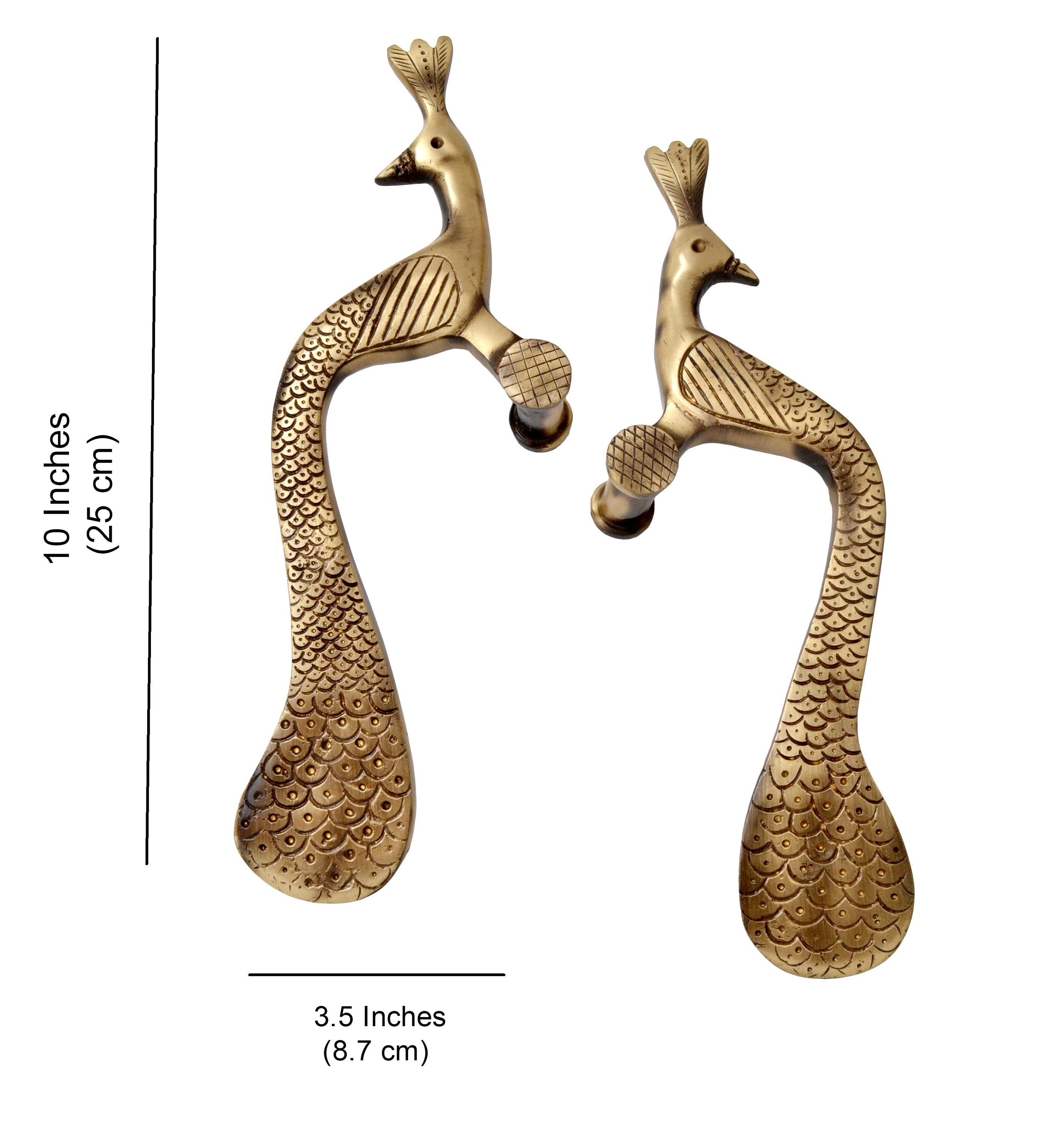 Main Door Handles Peacock Design 9.5 Inches Brass Door Handle Etsy