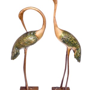 Love Cranes Pair Brass Flamingo Showpiece Pair, Garden Decorative Showpieces, Brass Decor Showpieces, Home Decor Showpieces image 2