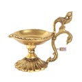 Ethnic Curved Peacock Handle Design 4 Inches Brass Diya, Brass Decorative Diya, Oil Diya Lamp, Handmade Lamp, Indian Diya for Home Decor