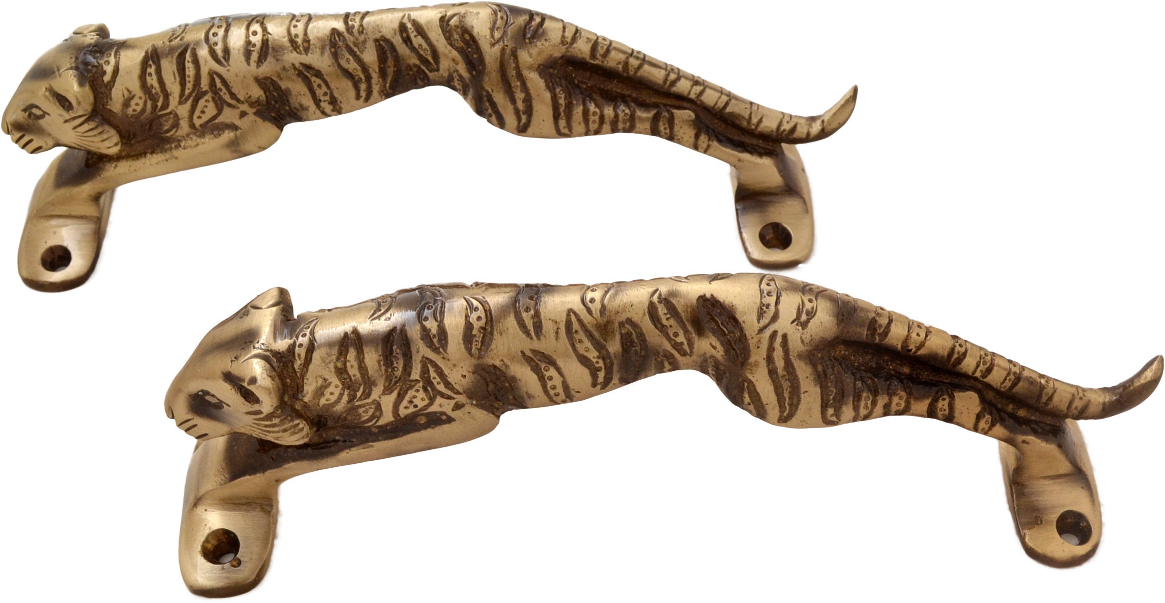 Handmade Jaguar Design Brass Door Handle Set Pack Of 2 Etsy