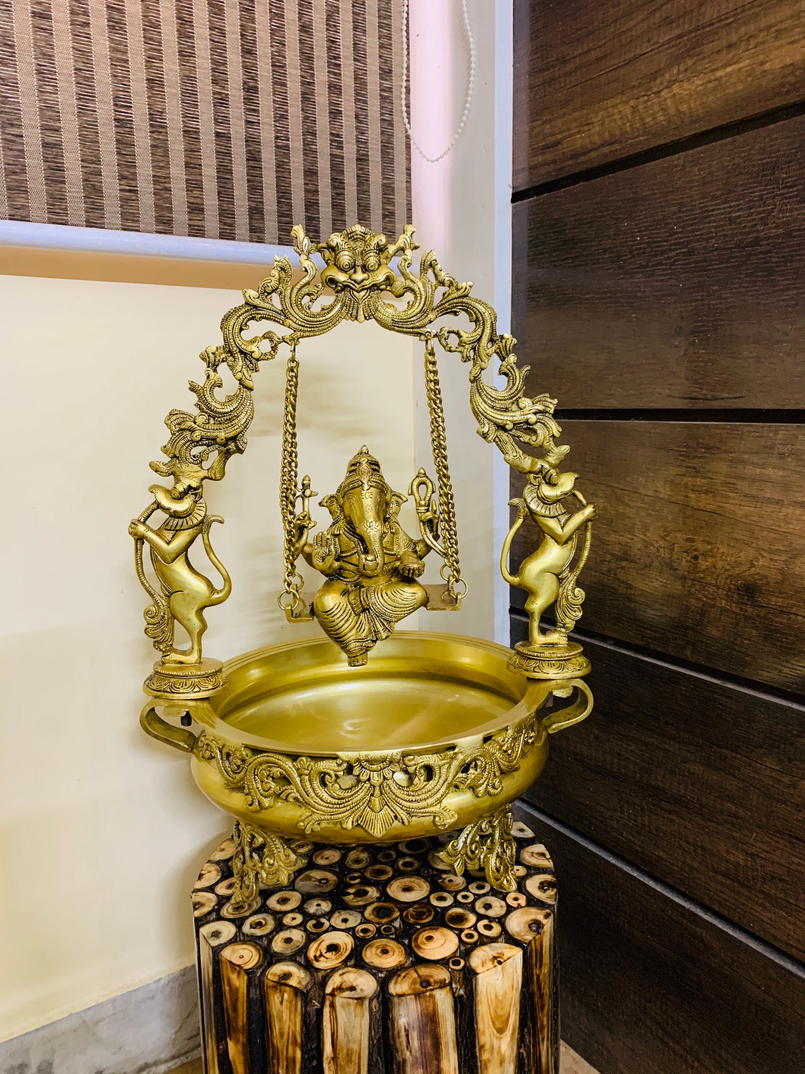 Brass Urli Ganesha Brass Urli Bowl Large Brass Ethnic Design Etsy