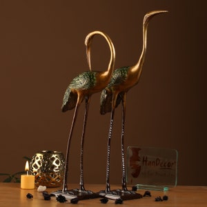 Love Cranes Pair Brass Flamingo Showpiece Pair, Garden Decorative Showpieces, Brass Decor Showpieces, Home Decor Showpieces image 6