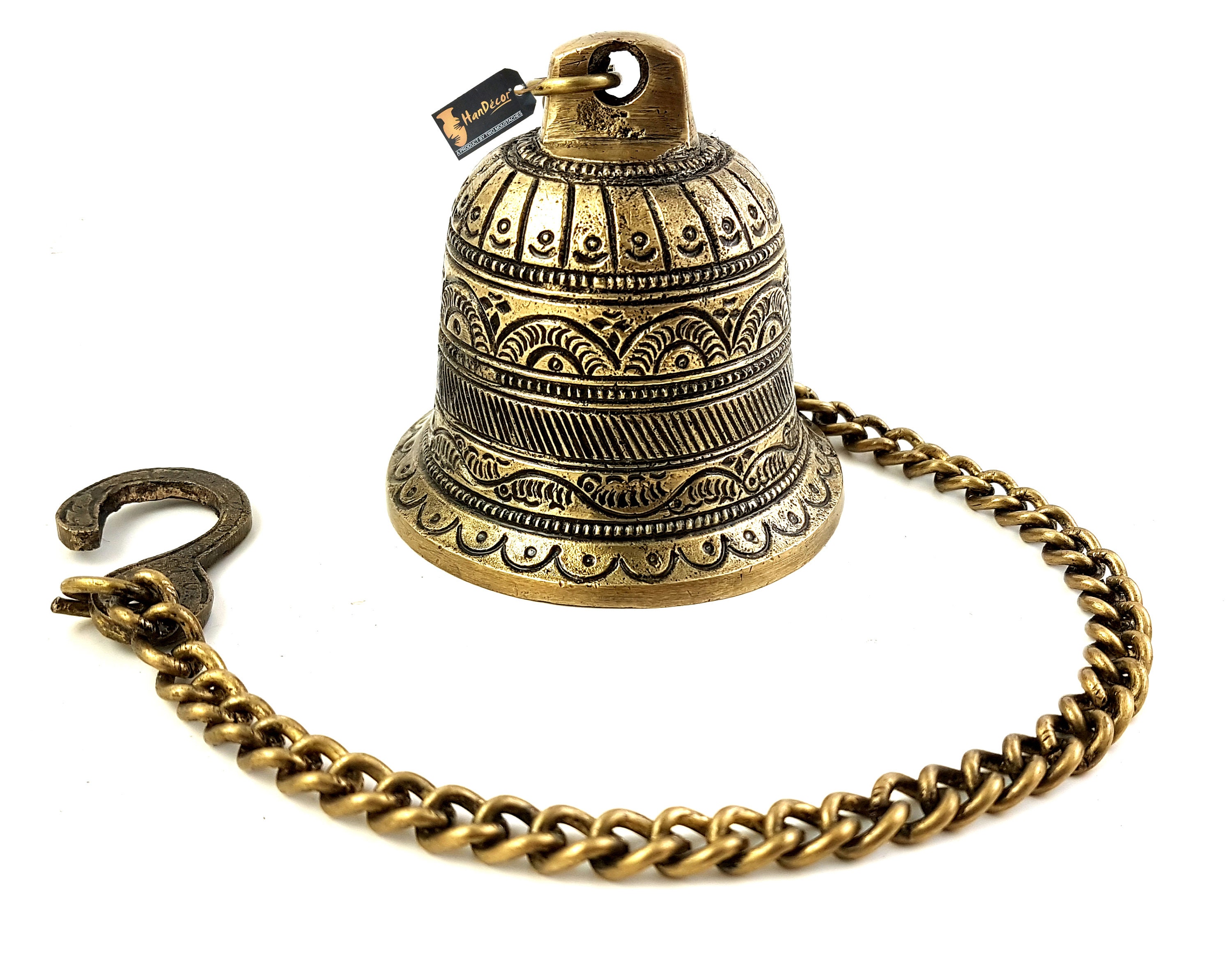Ethnic Brass Hanging Bell with Chain Chain for Home Temple Etsy