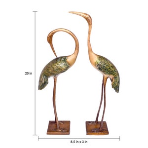 Love Cranes Pair Brass Flamingo Showpiece Pair, Garden Decorative Showpieces, Brass Decor Showpieces, Home Decor Showpieces image 5