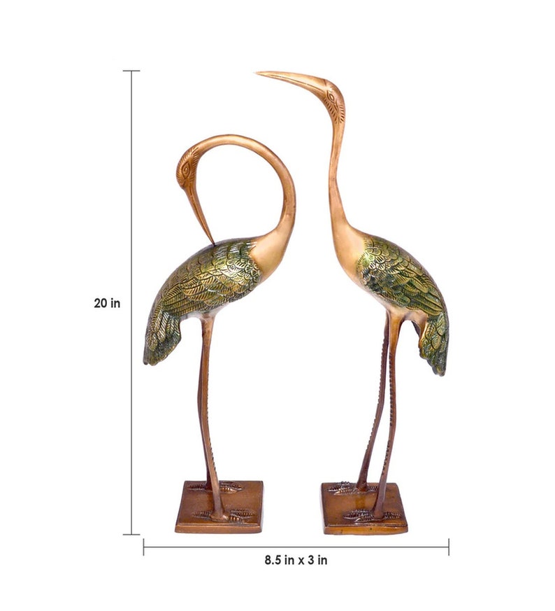 Love Cranes Pair Brass Flamingo Showpiece Pair, Garden Decorative Showpieces, Brass Decor Showpieces, Home Decor Showpieces image 5