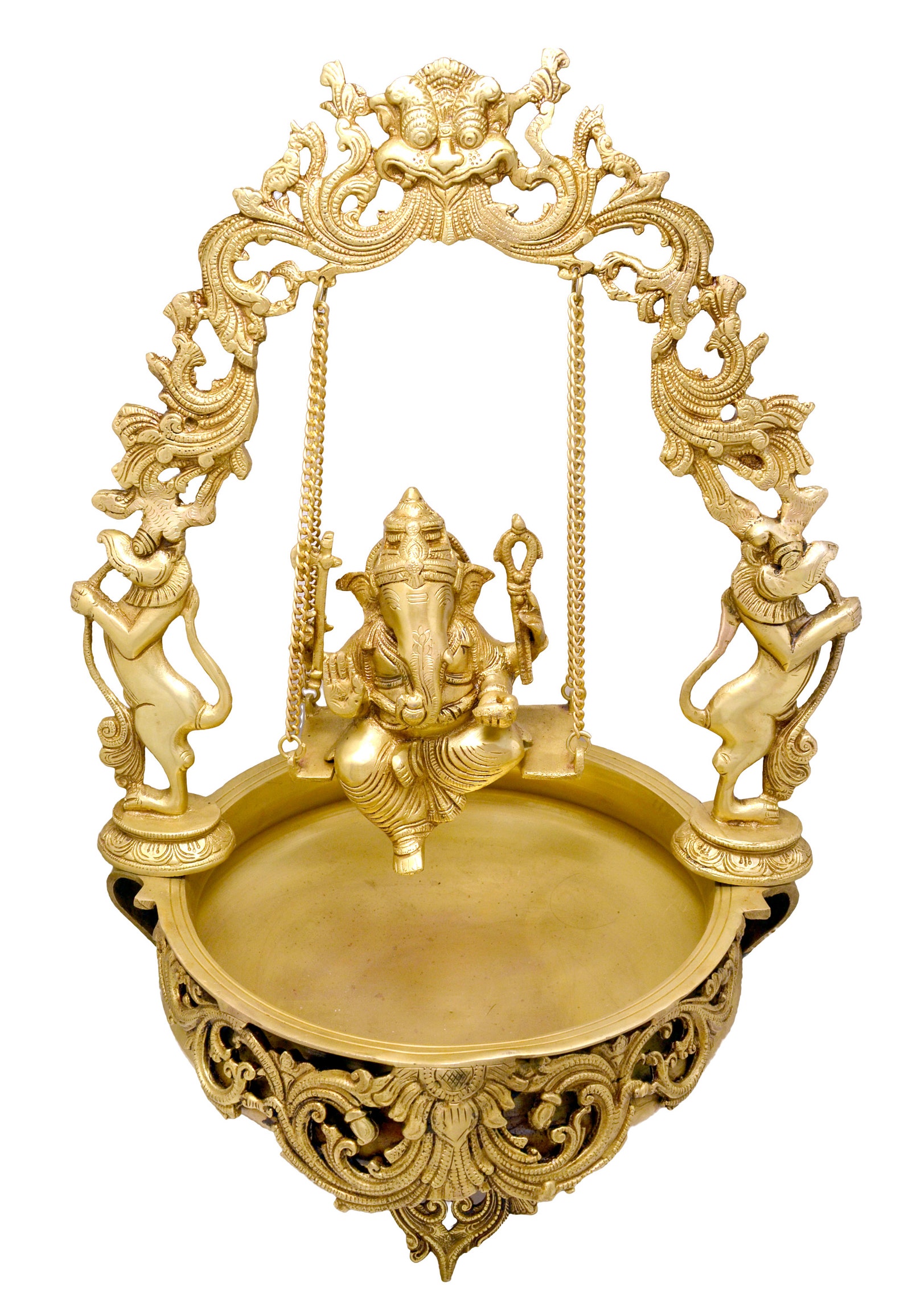 Brass Urli Ganesha Brass Urli Bowl Large Brass Ethnic Design Etsy