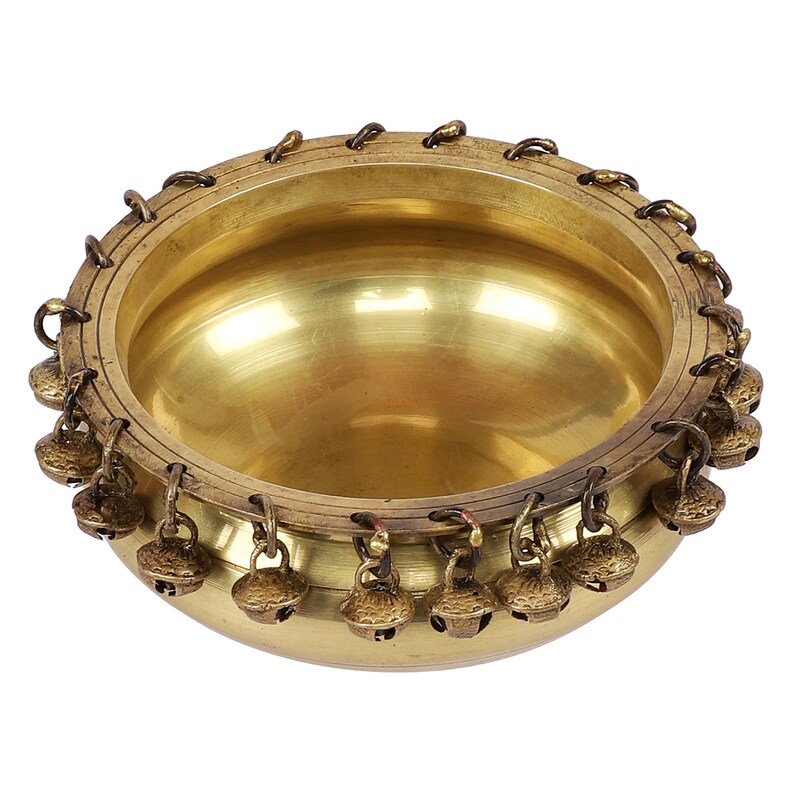 Brass Urli Traditional Bowl With Bells Centre Table Decor Etsy