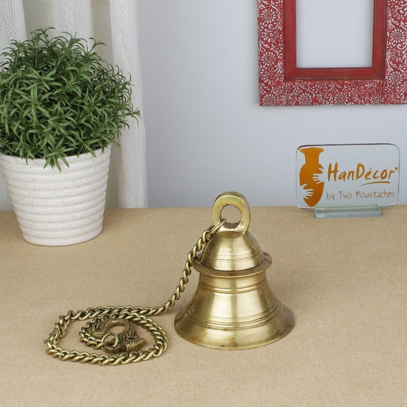Brass Hanging Bell With Chain Bell Dimensions 4.2 X 5 Inches, Bell