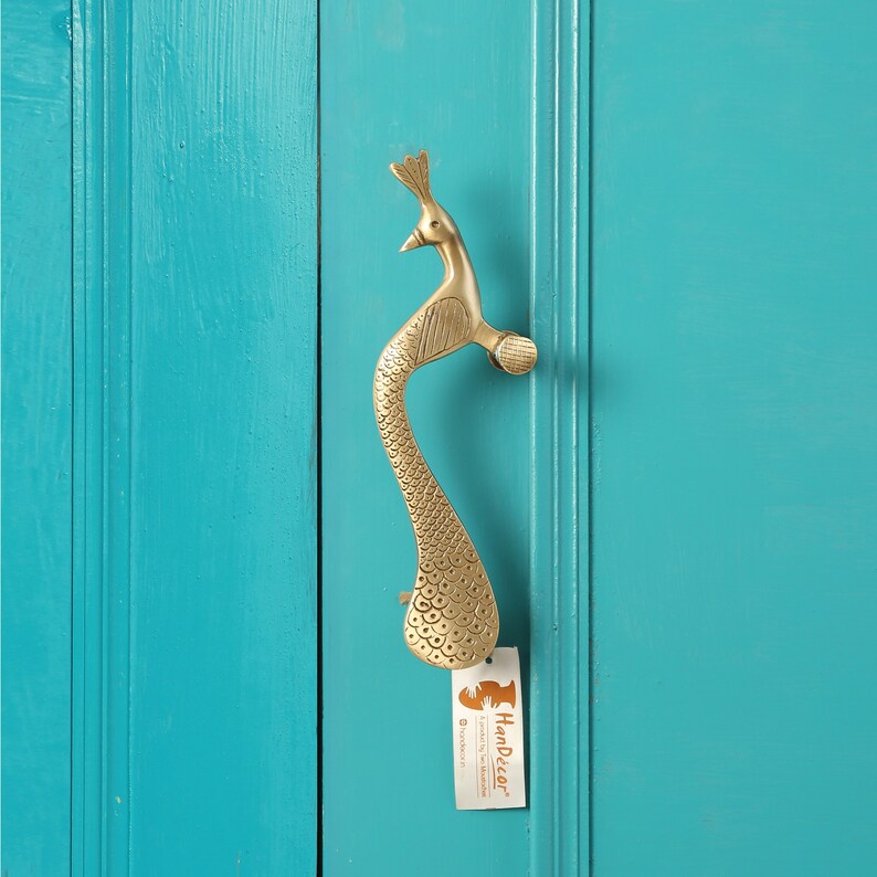 Main Door Handles Peacock Design 9.5 Inches Brass Door Handle Etsy