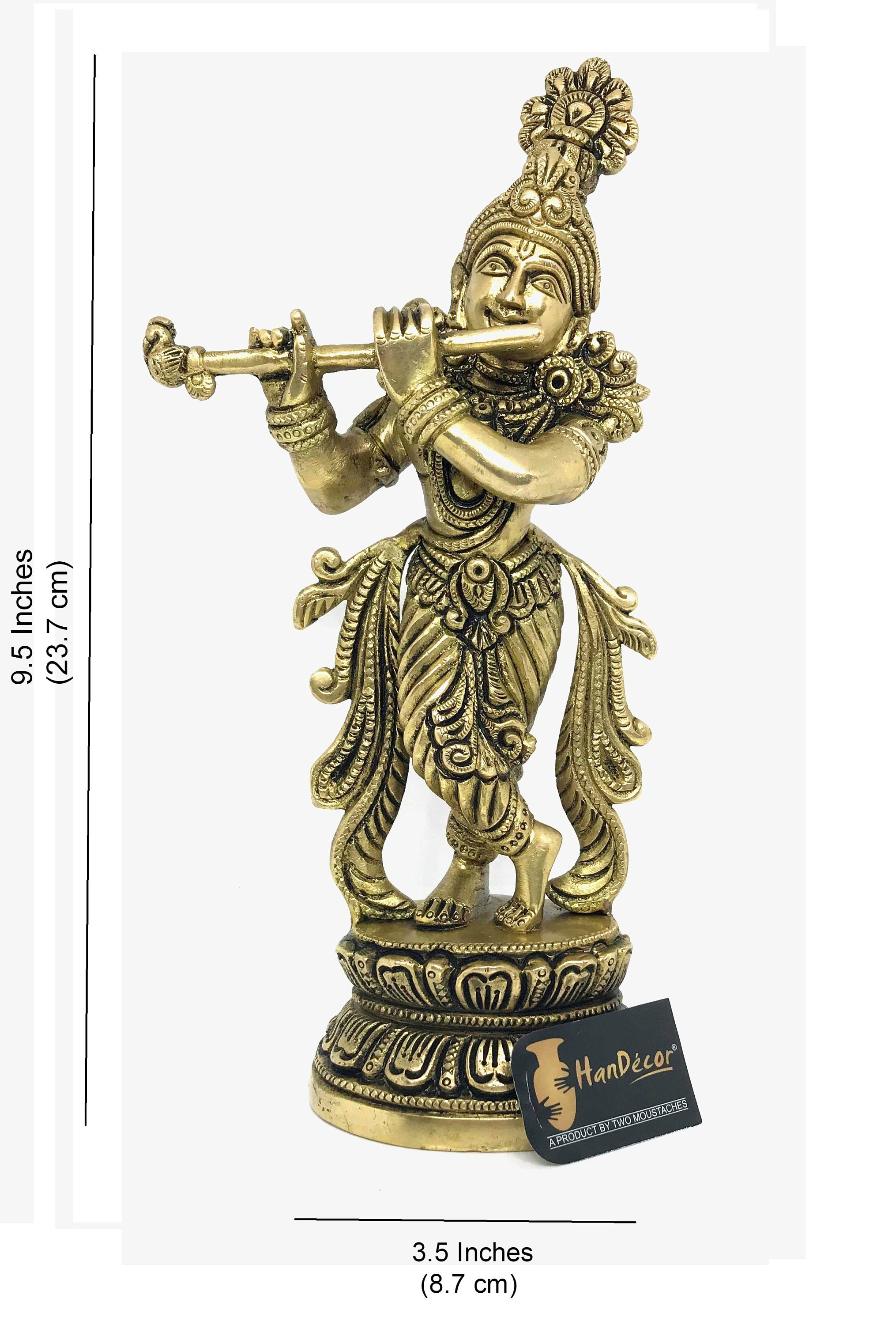 Brass Murli Krishna Statue, Krishna Statue for Home Decor, Krishna