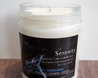 Serenity Candle | Coconut Soy Wax, Clean Cotton & Sandalwood