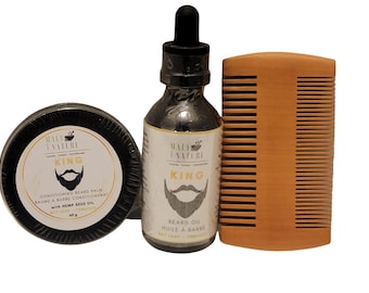 Conditioning Beard Oil and Balm Comb Set | Bay Leaf Tobacco Scent