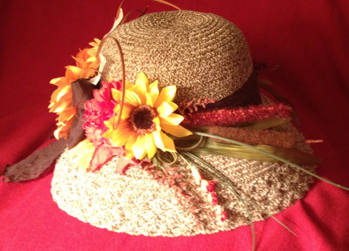 Autumn Hat With Cattails and Sunflowers Etsy