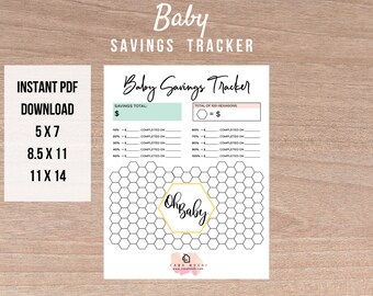 Savings Tracker, Baby Savings Tracker, Baby Fund, Savings Printable, savings planner, savings goal, money tracker, savings chart