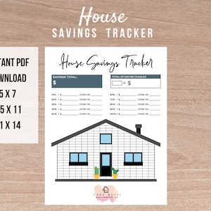 Savings Tracker, Home Down Payment Tracker, Savings Printable, savings planner, savings goal, money tracker, savings chart, house savings