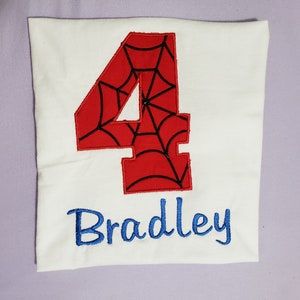 Spider web Birthday T-shirt for boys,  Embroidery  Number Birthday shirts