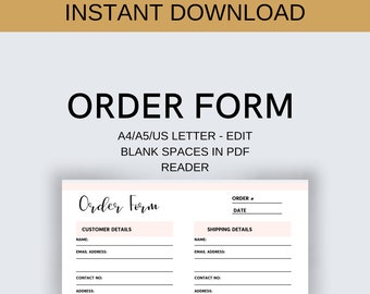 order form, small business form, business order form, printable order form, customer order form, order form, INVOICE, printable invoice