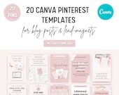 Feminine pink Pinterest templates, Pinterest canva templates, editable pin designs, bloggers Pinterest graphics, Canva graphics, Pin design