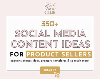 Social media content for product sellers, content calendar, Instagram content, Instagram templates, Instagram planner, hashtag guide,