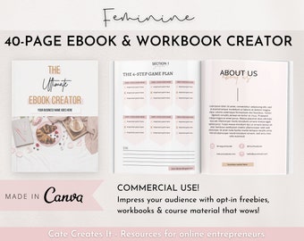 Plantilla de libro electrónico Canva, plantilla de libro de trabajo editable. Lead Magnet, creador de cursos, entrenadores optativos, blogueros, creadores de cursos, asistente virtual,