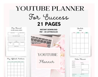 Youtube Video Planner, youtube channel planner, social media planner, business plan, Pinterest, Social Media Influencers , Youtuber Planner