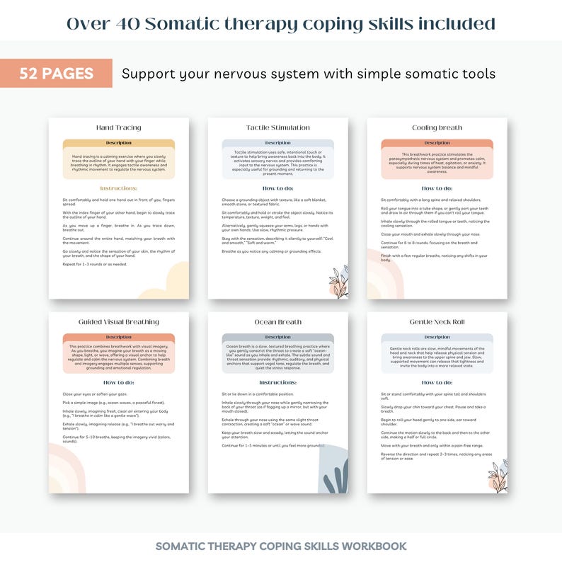 Somatic Therapy Coping Skills Workbook, Nervous System Regulation ...