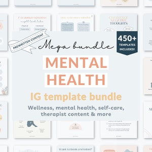 Mental health Instagram templates, Mental health posts, Mental health social media, Self-love templates, Self-care templates, Wellness posts