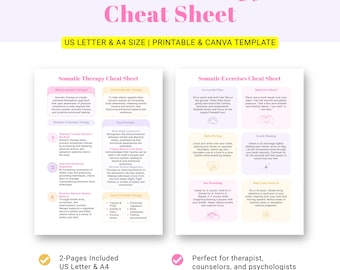 Somatic Therapy Cheat Sheet Bundle, Exercises for Trauma (PDF Download)