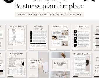 Business plan template Canva, Business plan template printable, Business canva planner, Canva business plan, Business plan start up