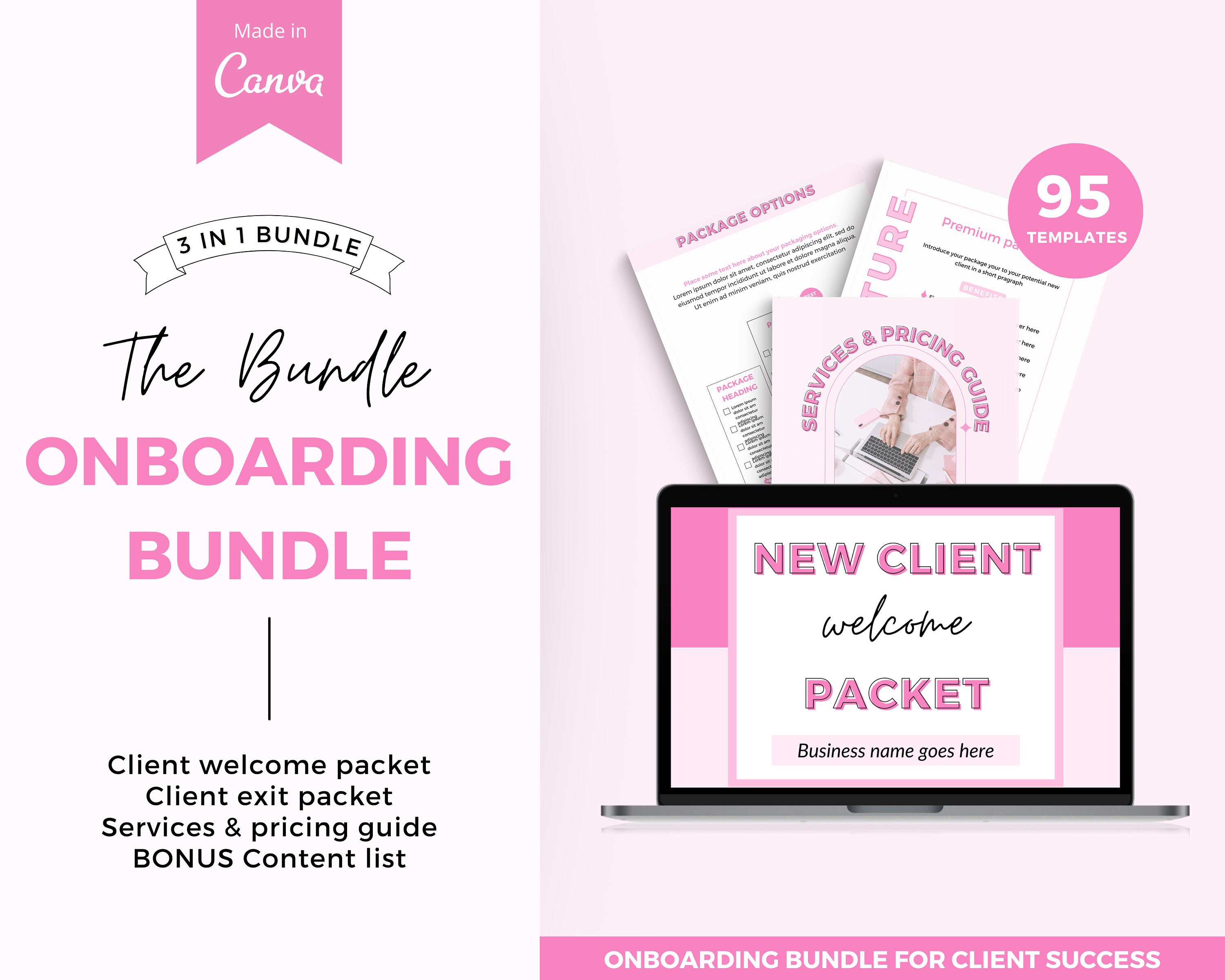 Client Onboarding Template Bundle, Welcome Packet, Pricing Guide (canva ...