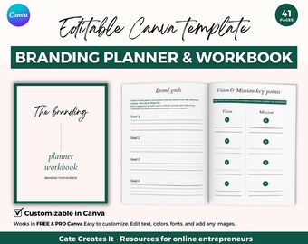 Branding planner Canva template, Branding workbook, Brand planner, Branding planner template, Brand board, Branding business planner, Brand