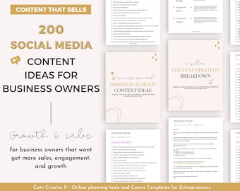 Social media content for business owners, content calendar, Instagram content, content ideas, Instagram planner, content prompts, marketing