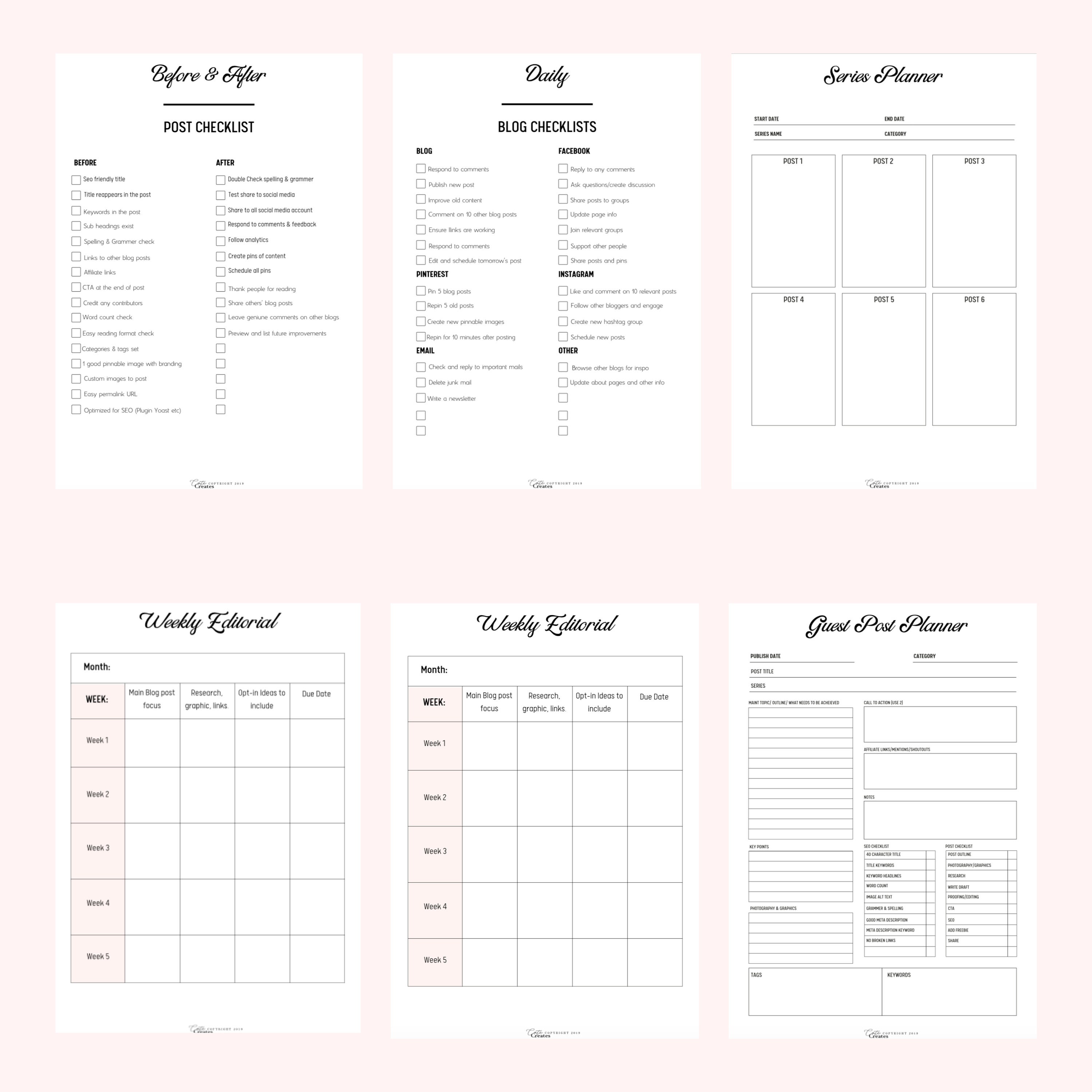 Printable Blog Workbook, Blog Planner, Blog Post Planner, Business ...