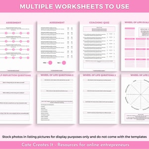 Puede incluir: Un conjunto de hojas de trabajo imprimibles para la autorreflexi&oacute;n y el crecimiento personal. Las hojas de trabajo incluyen una evaluaci&oacute;n, un cuestionario de coaching, una evaluaci&oacute;n de la rueda de la vida y preguntas de autorreflexi&oacute;n. Las hojas de trabajo est&aacute;n dise&ntilde;adas para ayudar a las personas a identificar sus fortalezas y debilidades, establecer objetivos y crear un plan para el desarrollo personal.
