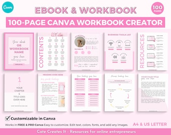 Canva ebook template, editable workbook template. Lead Magnet, course creator, Opt In Coaches, lead magnet creator, worksheet templates