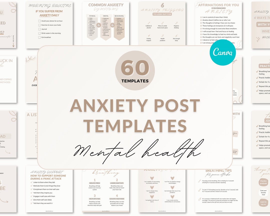 Mental Health Anxiety Post Templates, Anxiety Templates, Mental Health ...