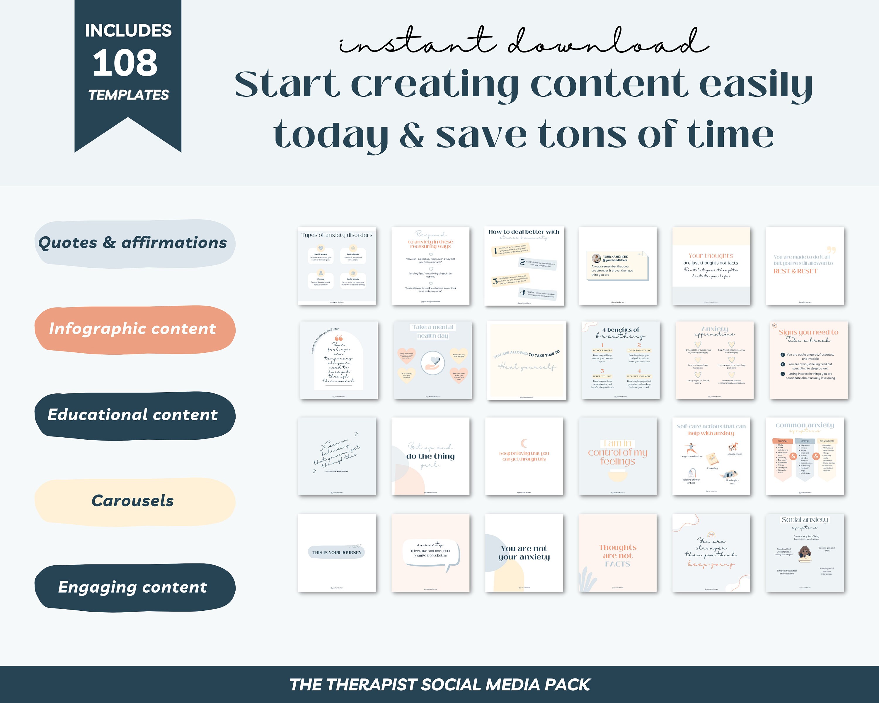Mental Health Anxiety Post Templates, Anxiety Templates, Mental Health ...