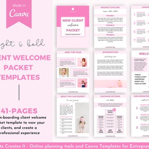 Client welcome kit, new client welcome packet, client welcome template, services product guide, Canva workbook template, Client Package,