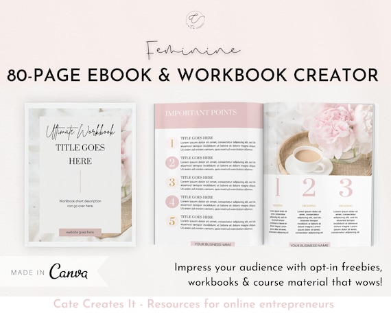 Canva ebook template, editable workbook template. Lead Magnet, course creator, Opt In Coaches, Bloggers, Course Creators, Virtual Assistant,