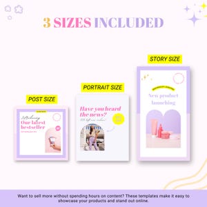 Puede incluir: Tres plantillas de redes sociales para promocionar el lanzamiento de un nuevo producto. Las plantillas son en tama&ntilde;os de publicaci&oacute;n, retrato e historia. La plantilla de publicaci&oacute;n presenta un arco rosa y blanco con el texto "Introducing Our Latest Bestseller". La plantilla de retrato presenta a una mujer con un atuendo rosa con el texto "Have you heard the news? 50% off on colors". La plantilla de historia presenta un arco rosa y blanco con el texto "New product launching".