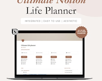 Notion template life planner, Notion life planner, All in on life planner, Notion dashboard, Notion planner minimal, Notion aesthetic
