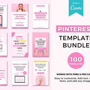 Pinterest templates Canva, Canva Pinterest pink, Pinterest coaches, Pinterest course templates, Pinterest marketing, Pinterest blog