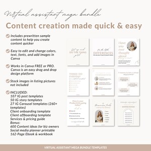 Virtual Assistant Mega Bundle, Instagram Post Templates (Digital Download) image 3