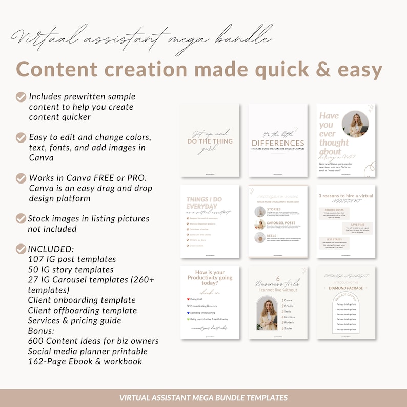 Virtual Assistant Mega Bundle, Instagram Post Templates (Digital Download) image 3