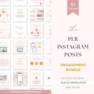 PLR Instagram templates, Resell rights Instagram templates, Instagram posts, Commercial use Instagram, PLR templates, PLR Canva templates