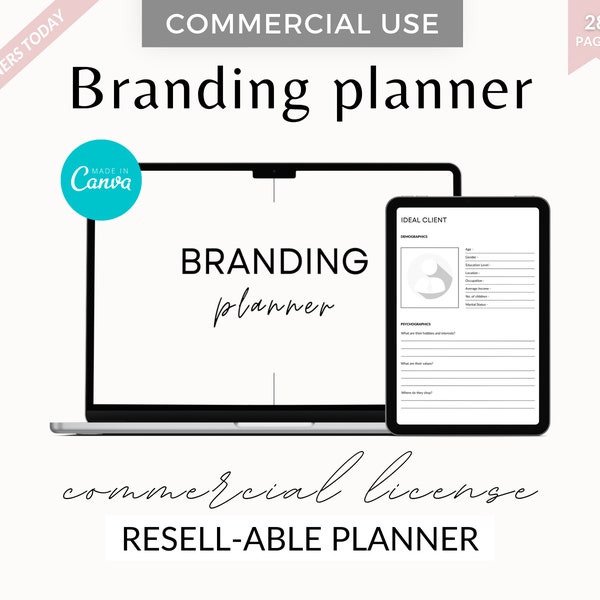 Commercial license branding planner, Editable brand planner, branding planner, business brand planner, PLR branding planner, PLR planner