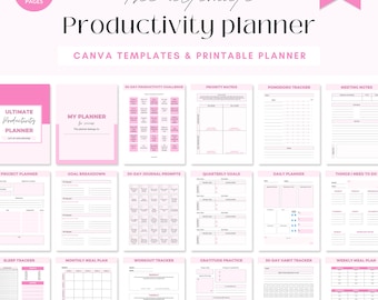 Canva Productivity planner, Printable productivity planner, life planner, Planner template kit, life planner printable, 2024 planner, Canva