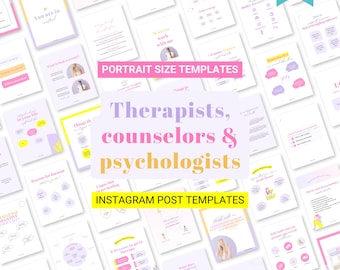 Therapist Instagram Post Templates, Mental Health, Social Media (Canva)
